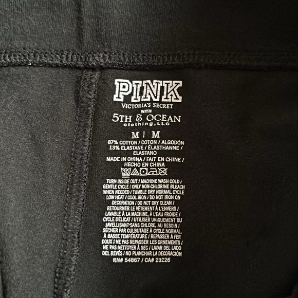 Victoria’s Secret Pink White Sox Sequin Bling Black Cropped Capri Leggings MLB M - Picture 7 of 7